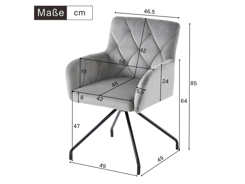  Canapé droit 2 pl 178x86x70 cm, assise généreuse, sans montage, meuble salon et meuble bureau, revêtement velours côtelé gris  - Conforama C