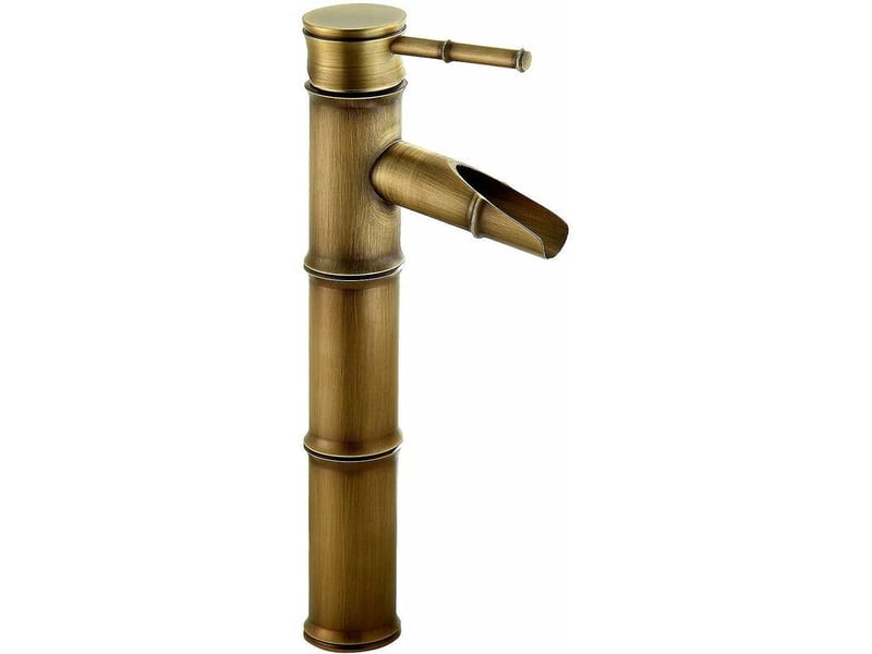  Grand robinet en bambou, robinet monotrou pour eau chaude et froide dans le bassin d'eau courante, robinet de salle de bain en bronze  - Conforama A
