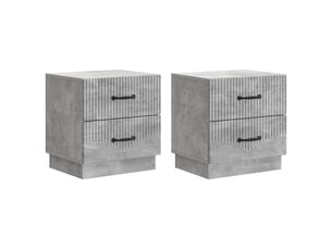 Table de chevet - cabinet de chevet - table de nuit 2 pc gris béton 43 x 34,5 x 44,5 cm
