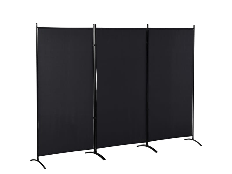  Paravent d'intérieur pliable à 3 panneaux en métal et polyester, 253x50x182 cm, noir  - Conforama B