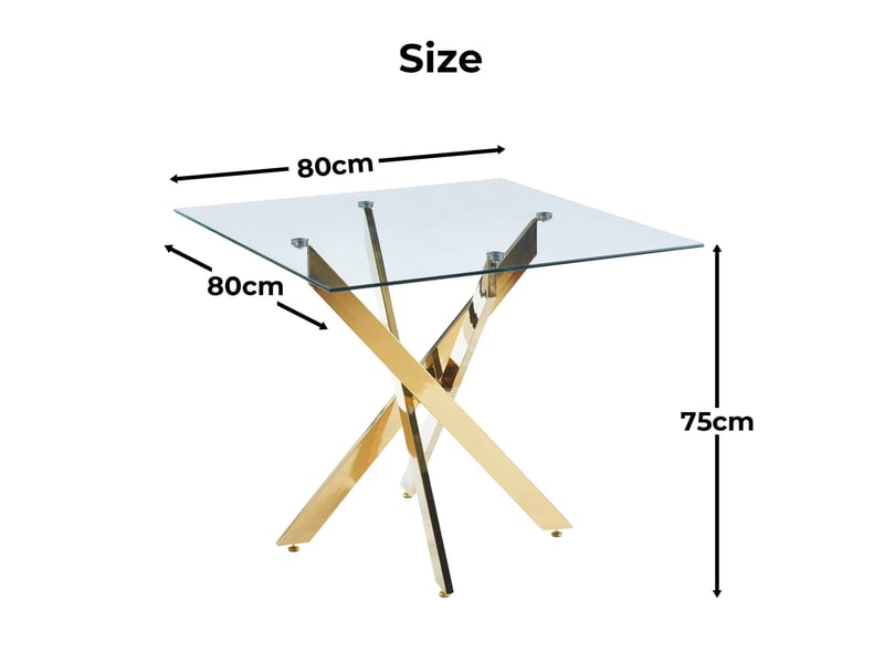  Table à plateau en verre et pieds en métal doré  - Conforama E