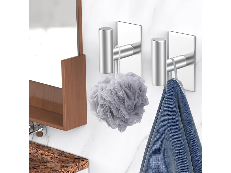 4 pcs serviette, crochets à vêtements, muraux pour rester sur la salle de bain ou la cuisine, vêtements en acier inoxydable, crochet d'armoire, gris - réf. Szpb846251jjzj - Conforama D