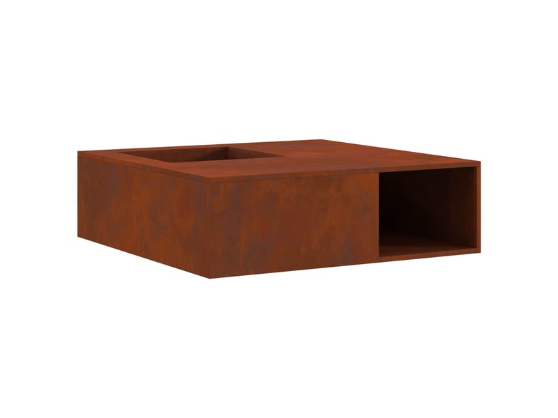 Brasero exterieur, foyer de cheminée rouillé 100x100x30 cm acier patiné - Conforama A