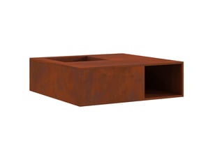 Brasero exterieur, foyer de cheminée rouillé 100x100x30 cm acier patiné
