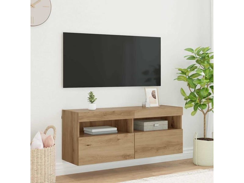  Meuble tv - banc tv - meuble de rangement mural 100 x 30 x 40 cm chêne artisanal  - Conforama B