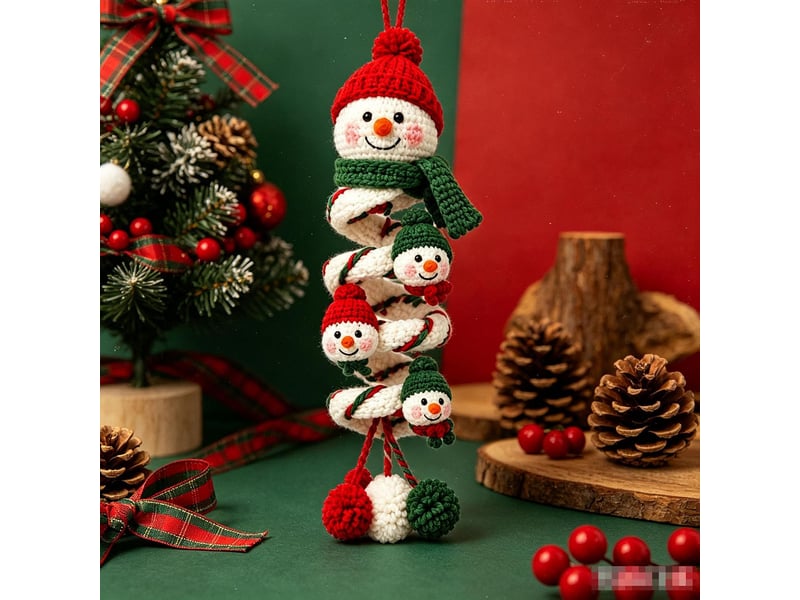  Lot de 2 kits diy crochet bonhomme de neige en spirale – pour débutants, ornements de noël à réaliser soi-même-style 10  - Conforama E