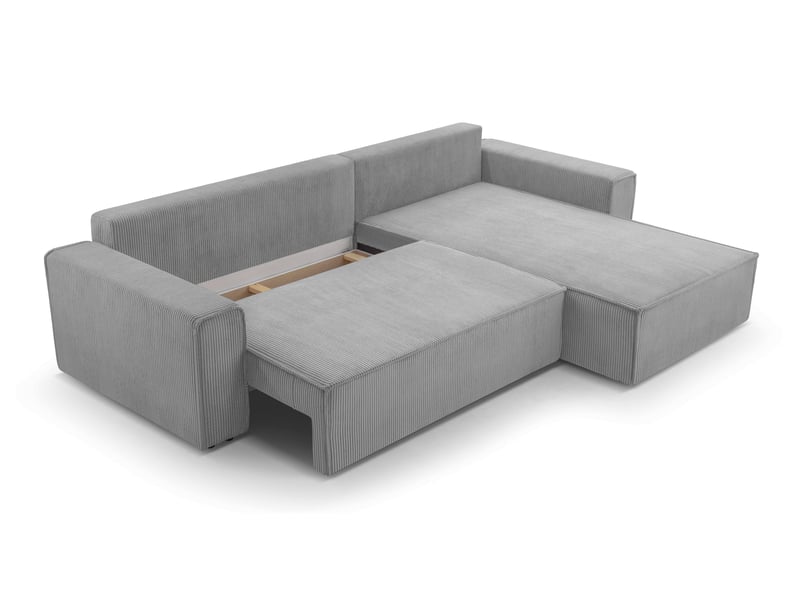  Canapé d’angle en velours côtelé gris clair cedria – 287 cm CedriaMini - Conforama D