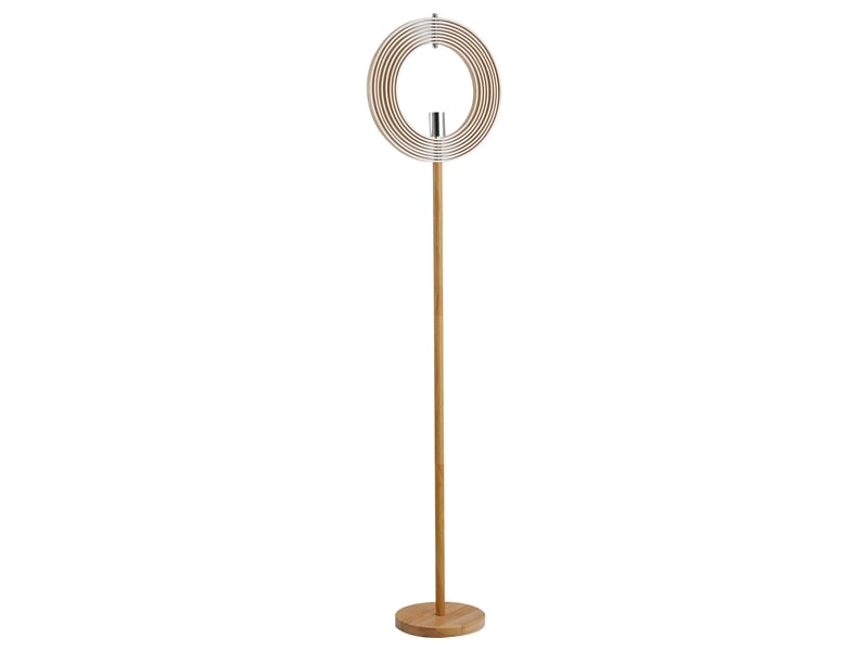  Lampadaire design pour le salon, abat-jour réglable en anneau de bois, douille e27, ø 38 x 160 cm  - Conforama A