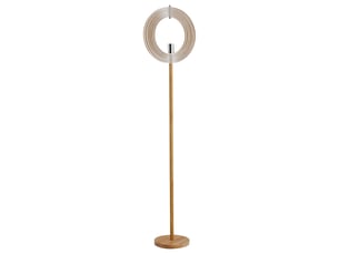 Lampadaire design pour le salon, abat-jour réglable en anneau de bois, douille e27, ø 38 x 160 cm