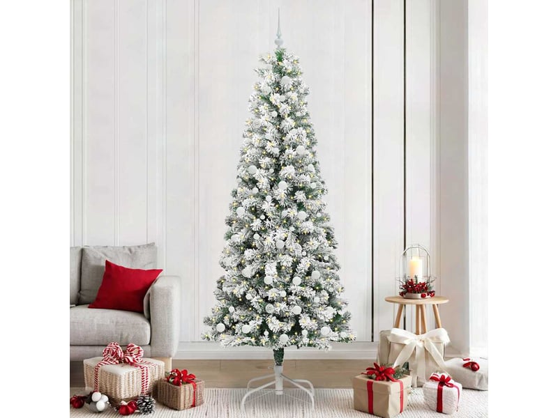  Sapin de noël, arbre de noël artificiel à branches articulées vert et blanc cf61135  - Conforama B