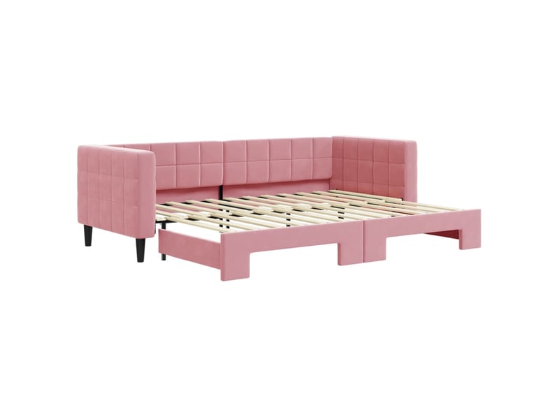  Lit simple- lit adulte -  lit de jour avec gigogne sans matelas rose 80x200 cm  - Conforama A