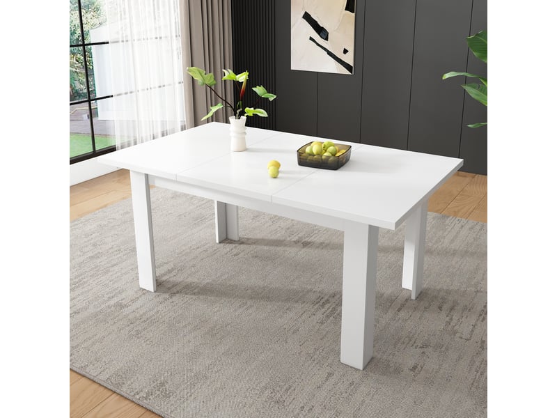  Table à manger pliante avec espace de rangement, structure mdf solide, idéale pour petits espaces, 120 x 70 cm – blanc  - Conforama C