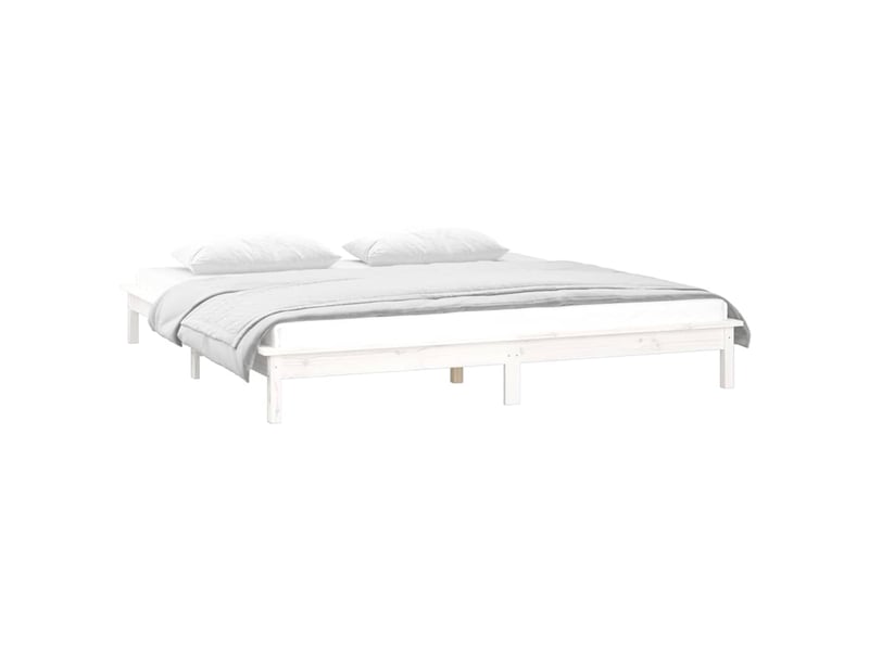  Lit double- lit adulte -  cadre de lit à led blanc 120x190 cm petit double bois massif  - Conforama D