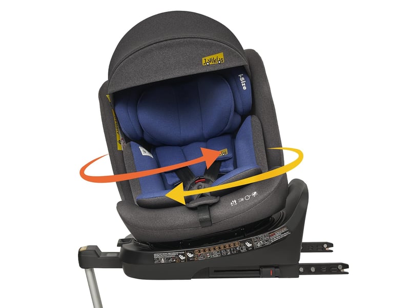 Siège auto bébé jovikids i-size r129 isofix bleu, pivotant 360°, 40-150 cm - Conforama A