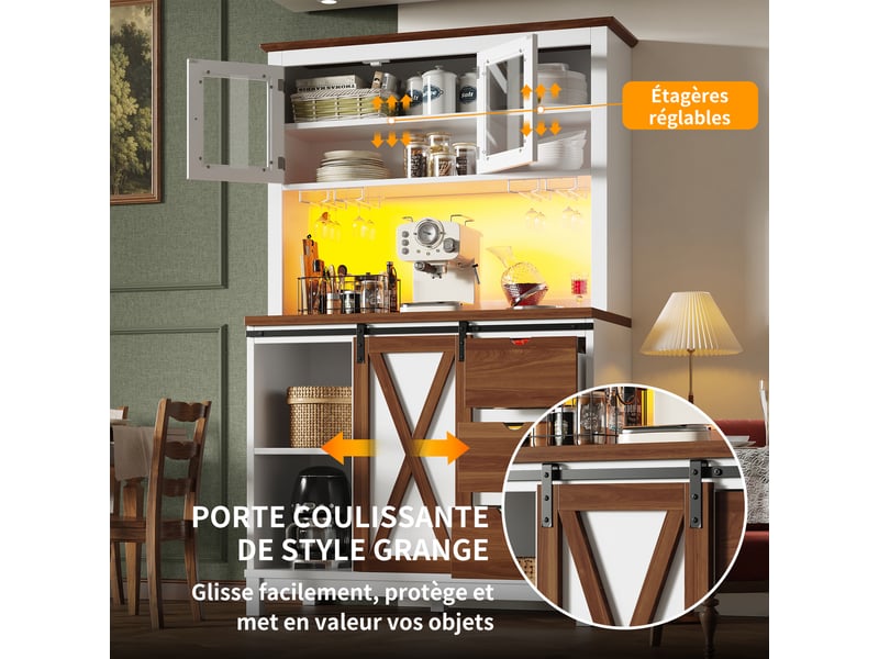  Meuble de cuisine avec tiroirs muvano, éclairage led, blanc, 104 × 40 × 180 cm  - Conforama R