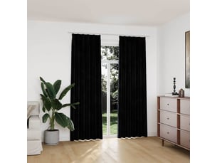 Lot de 2 rideaux occultants, rideaux black-out avec crochets velours noir 140x225 cm cf44899
