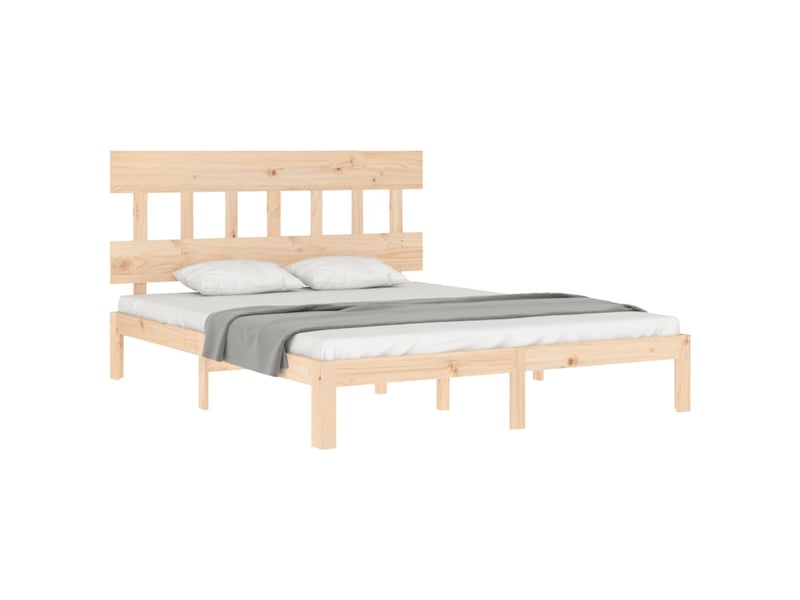  Lit double- lit adulte -  cadre de lit sans matelas 160x200 cm bois massif de pin  - Conforama C