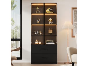 Vitrine coloris noir 4 étagère(s)  Fay Lum - 60 cmx160 cm