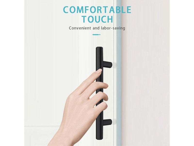  Paquet de 10 poignées de porte noires de 160 mm en acier inoxydable pour meubles et placards avec vis.  - Conforama D