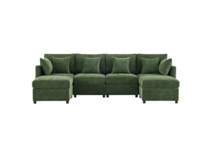 Canapé d'angle panoramique fixe <strong>MAISENTIEL</strong> <strong></strong> 4 places Polyester vert