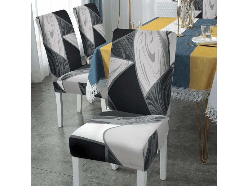  Housses de chaise élastiques motif géométrique noir et blanc, lot de 2, universelles et lavables, faciles à nettoyer, adaptées à la décoration de r XLH-ZLS-009207ZLS - Conforama E