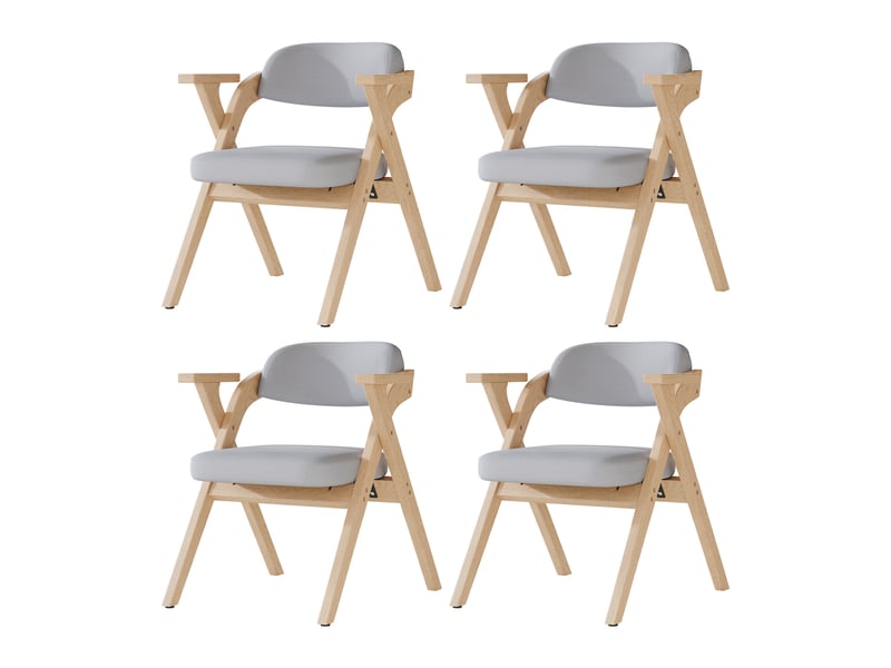  Lot de 4 chaises pliantes en bois massif, chaises de salle à manger grises  - Conforama A