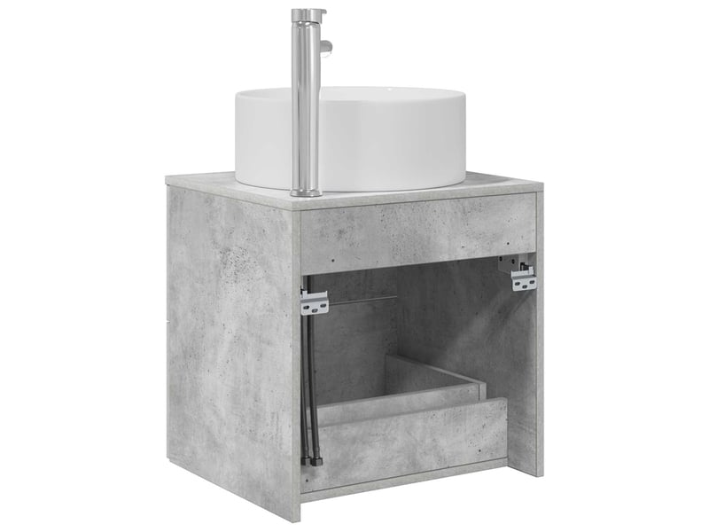Vanité de lavabo mural, meuble de rangement gris béton 49.5x44.5x65.5 cm - Conforama E