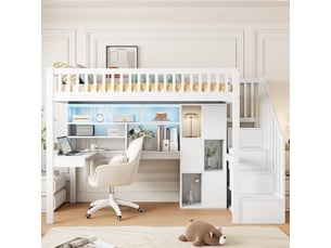 Lit mezzanine 90x200 cm <strong>ZOVIRA</strong>  <strong></strong> coloris blanc