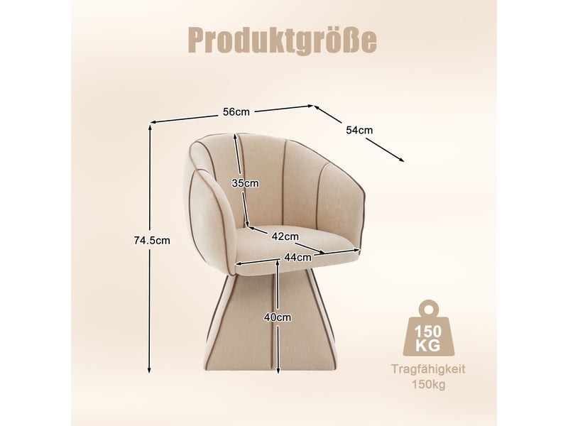  Fauteuil pivotant individuel  56 x 54 x 74,5 cm - siège relax ergonomique pour adultes et adolescents - chenille - brun camel  - Conforama C