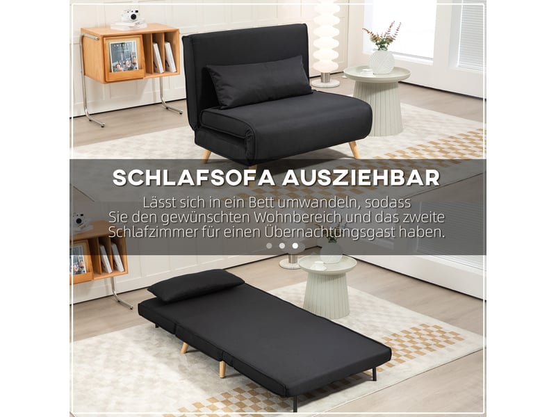  Fauteuil convertible noir, canapé lit d'appoint avec dossier réglable, assise extra large pour salon et chambre d'amis  - Conforama D