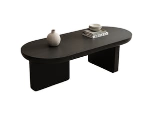 Table basse ovale moderne en mdf noir 119,7 cm avec pieds carrés
