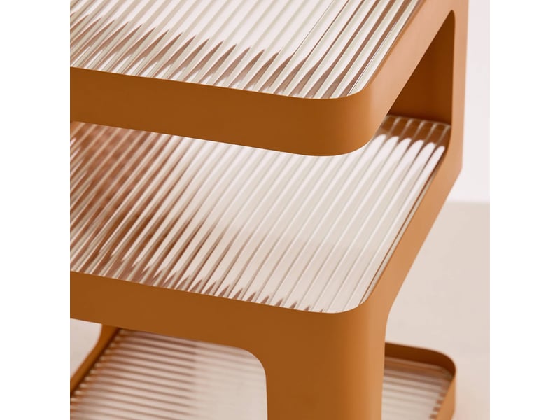  Table d'appoint. Table de chevet métal et verre strié l35 x h50cm orange - nae  - Conforama E