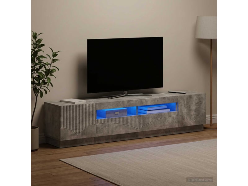 Meuble tv - banc tv - meuble de rangement led hoorn 3 pcs gris béton bois d'ingénierie - Conforama B
