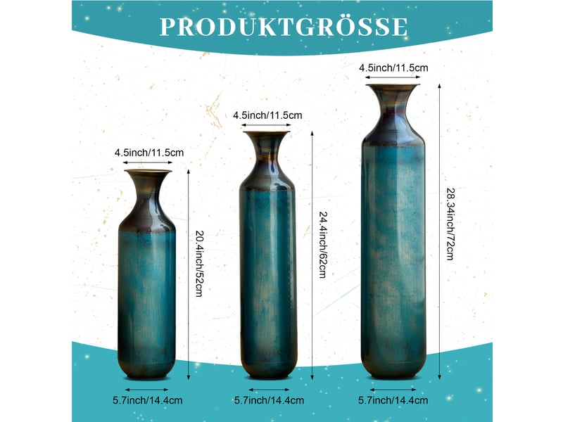 Vase décorative en métal 3 tailles bleu-vert patiné evryae - Conforama E