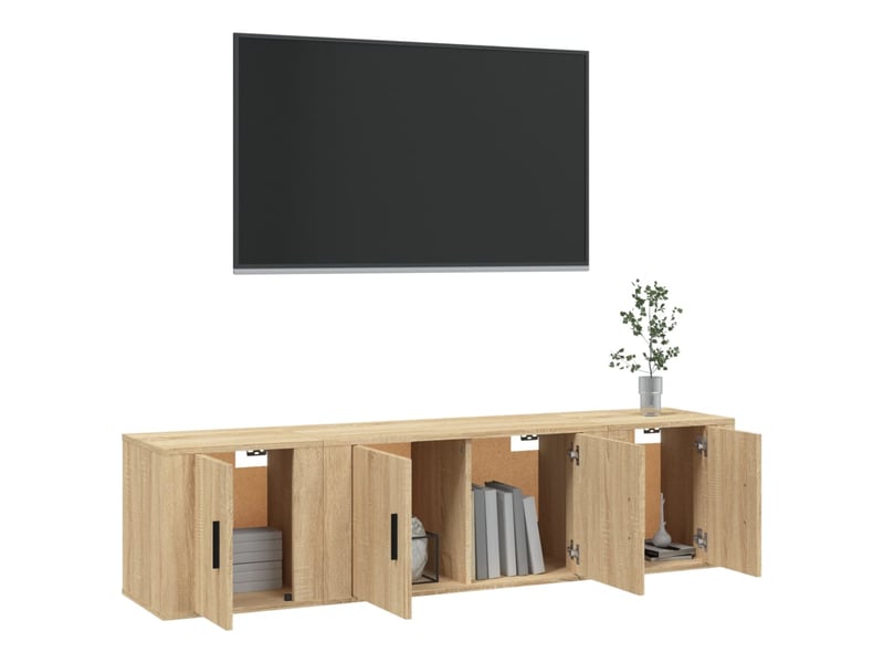  Ensemble de meubles tv 3 pcs chêne sonoma bois d'ingénierie shl55558  - Conforama C