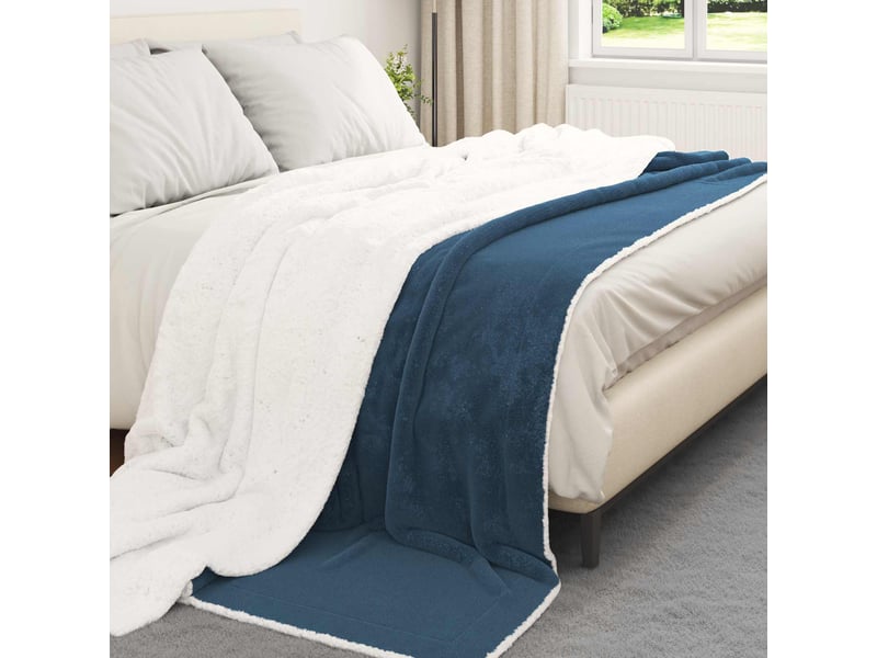  Plaid canapé bleu marine 220x240 cm 2.67 kg polaire  - Conforama C