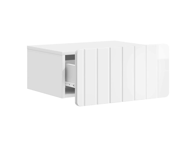  Table de chevet - cabinet de chevet - table de nuit mural 2 pc blanc brillant 49 x 34,5 x 24 cm  - Conforama E