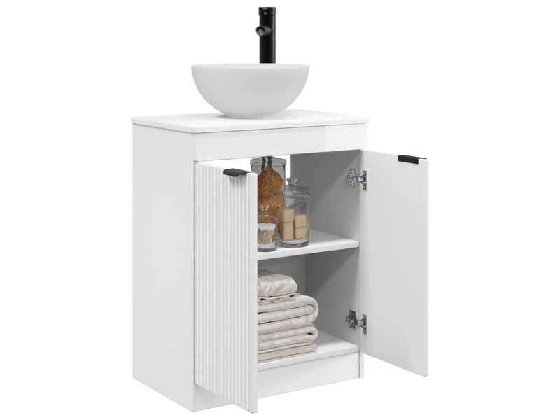 Meuble de salle de bain avec évier blanc brillant shl8413 - Conforama C