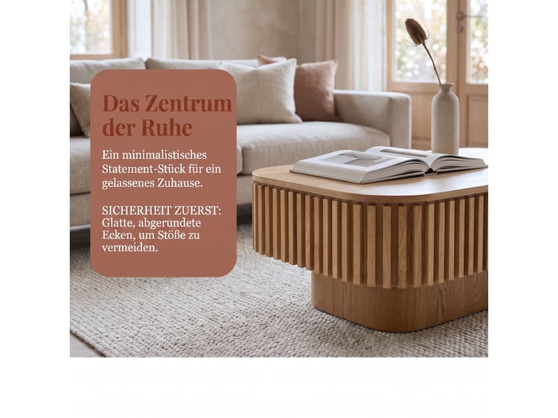  Table basse à plateau amovible avec rangement caché, finition bois naturel pour salon en mdf plaqué bois stable  - Conforama E