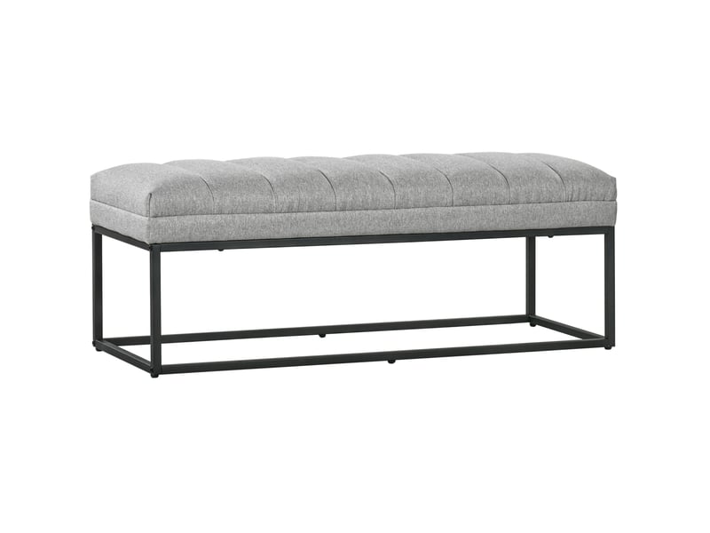  Banc rembourré tcqpz 120 x 44 x 45,5 cm aspect lin polyester gris clair  - Conforama A