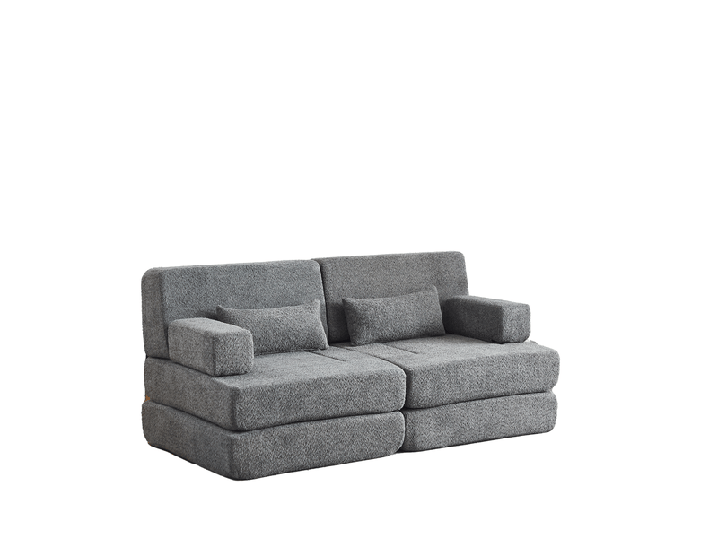  Canapé-lit modulaire 4 places en chenille – gris – pliant 2-en-1, convertible, empilable et confortable  - Conforama A