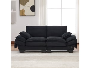 Canapé modulaire 2 places 190x73x84 cm en velours côtelé noir avec port usb-c, assise large et poches latérales