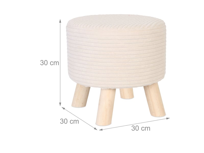  Tabouret rembourré pratique pour salon 30 x 30 cm assise confortable ambiance élégante en velours côtelé bleu 13_0017694  - Conforama B
