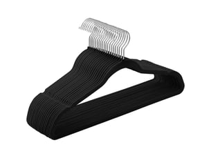 Lot de 20 packs, cintre en feutre noir pour adulte, longueur 42 cm, forme élancée, grande capacité de charge, avec crochets, idéal pour accrocher des manteaux et des chemises