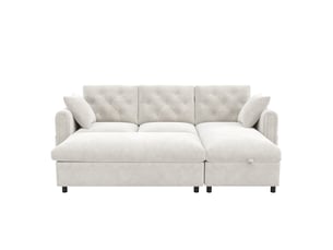 Canapé d'angle beige avec rangement 3 places méridienne réversible