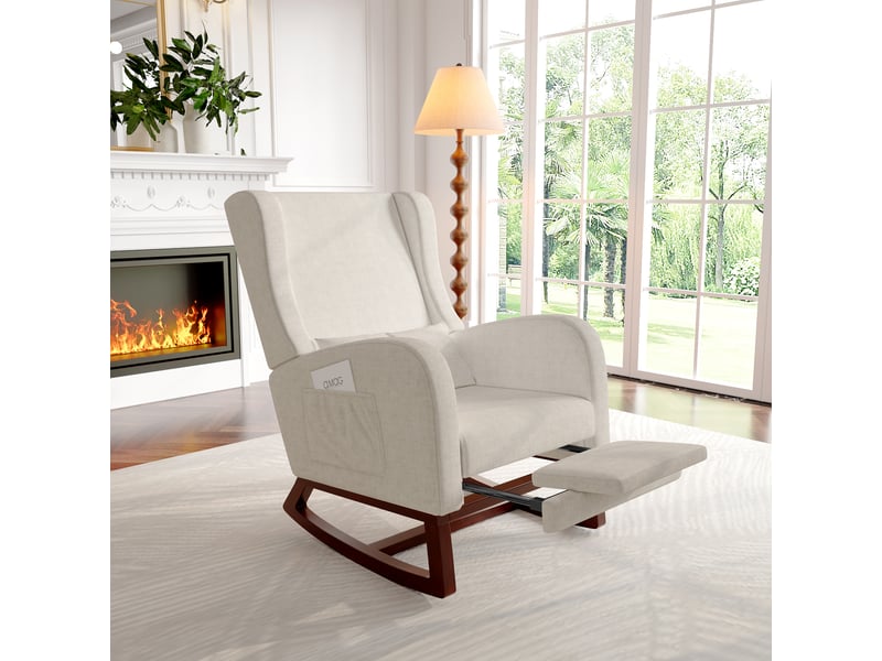  Fauteuil relax manuel tissu avec repose-pieds beige  - Conforama B