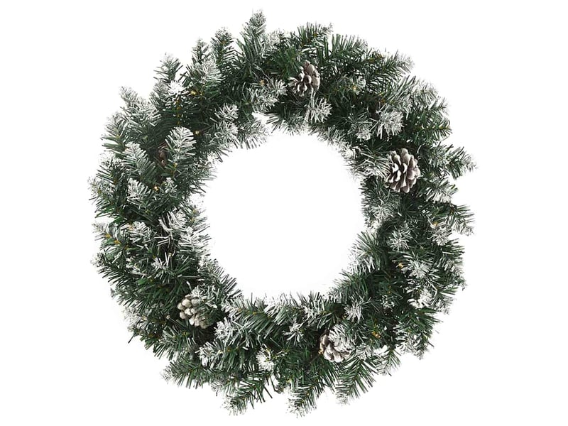 Couronne de noël avec lumières led vert 60 cm pvc  - Conforama A