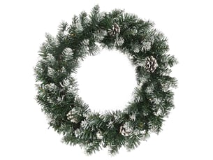 Couronne de noël avec lumières led vert 60 cm pvc
