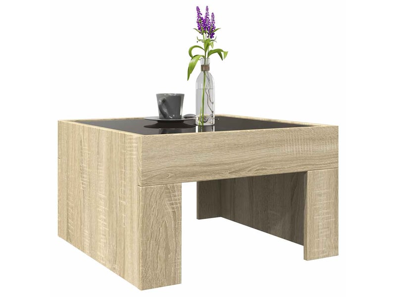Table basse - table de salon - table à thé avec led infini chêne sonoma 50x50x30 cm - Conforama E