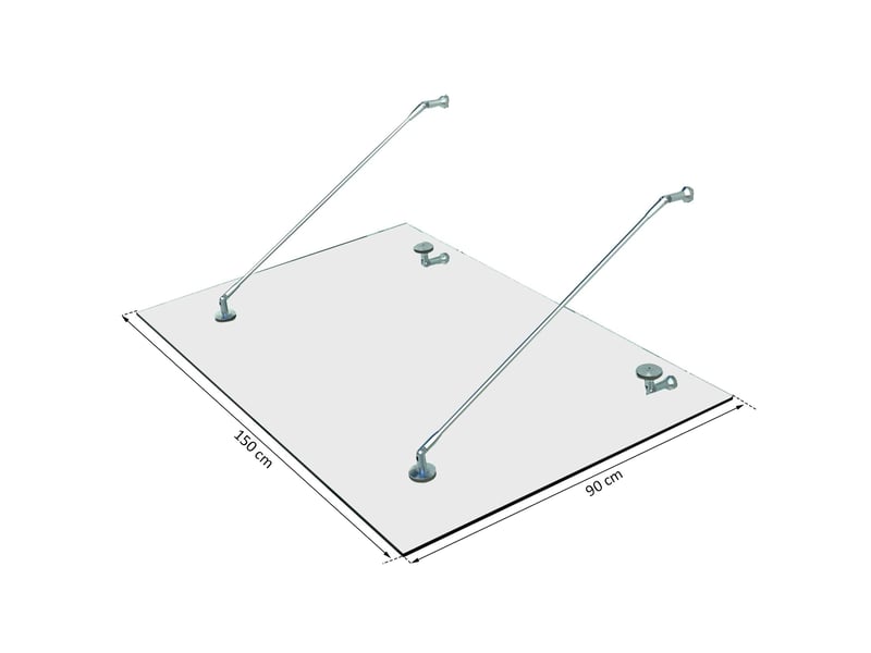  Auvent en verre, marquise de porte, verre trempé, acier inoxydable 304, verre clair, 150 x 90 cm  - Conforama E